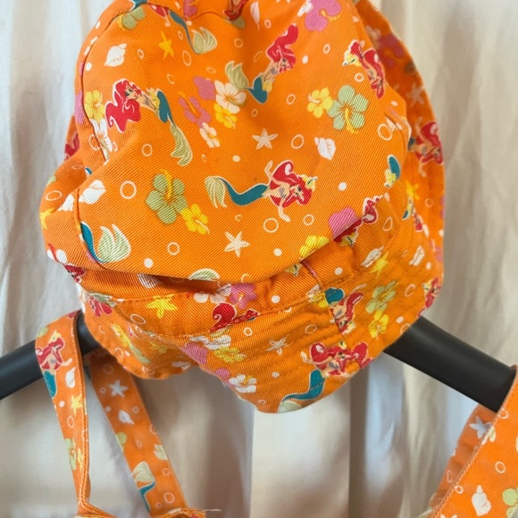 Vintage Princess Ariel Little Mermaid  Shortalls 3T  Orange W/ Bucket Hat - Picture 3 of 5